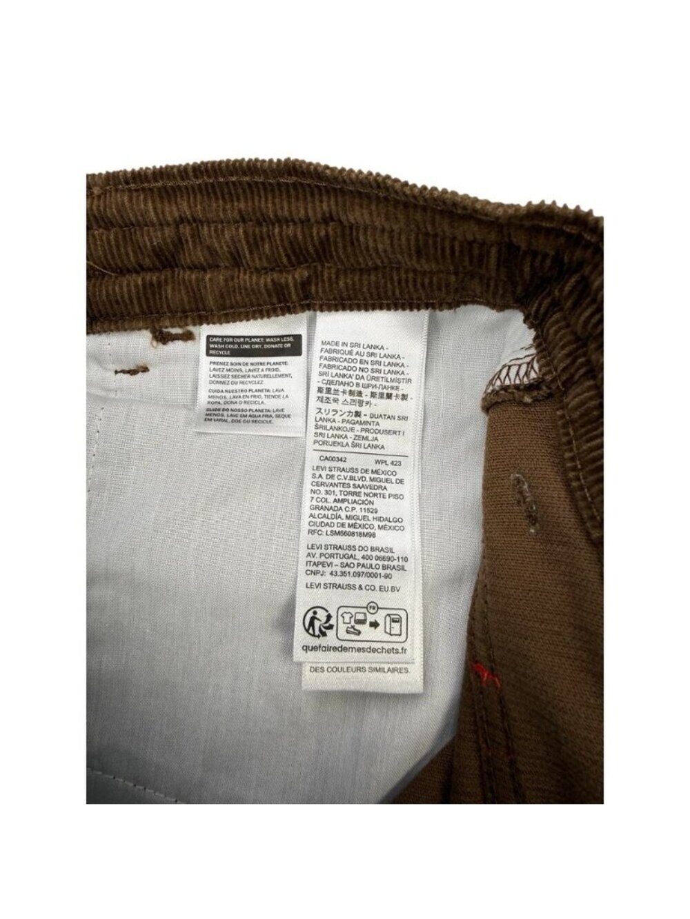 Levi's Ribcage Braided Wide Leg Corduroy Jeans Carafe Brown - Picture 6 of 9